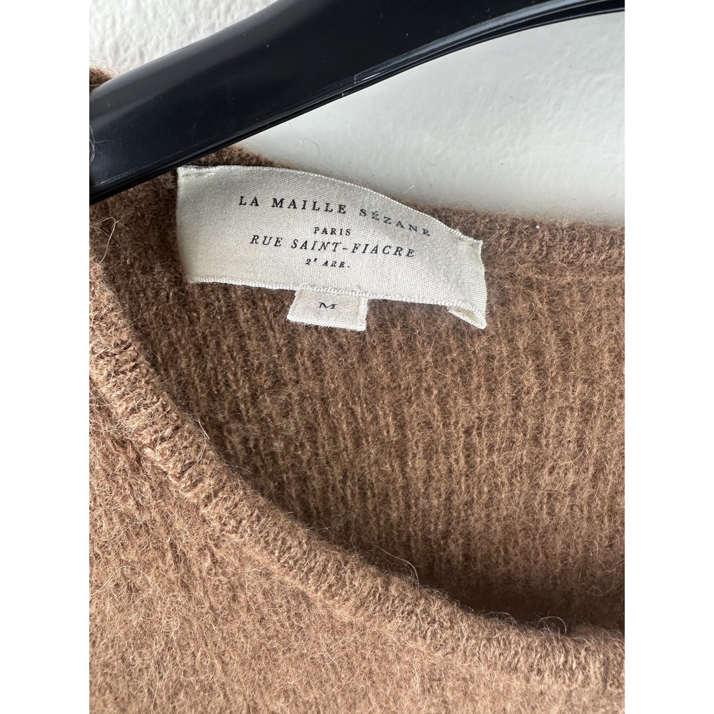 Sezane Gaspard Super Kid Mohair Baby Alpaca Cardigan Sweater Brown M Luxury - Picture 7 of 14